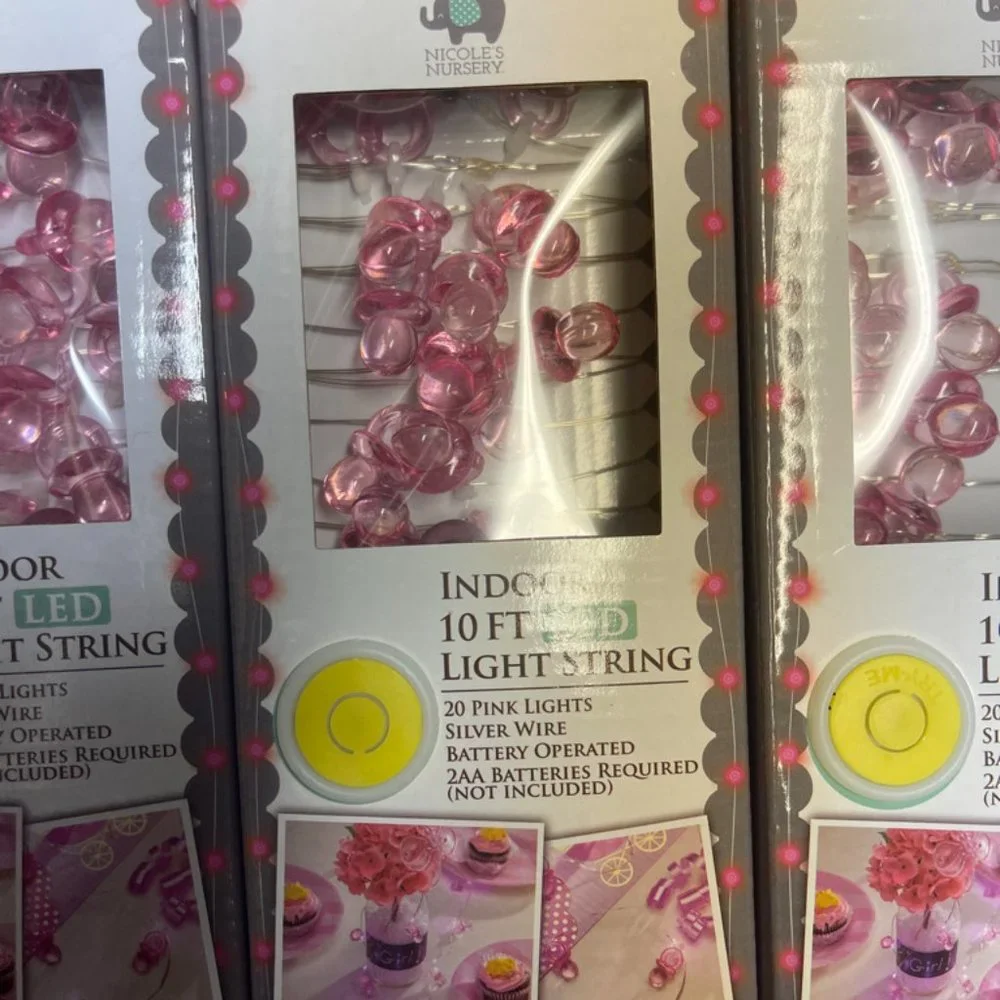 BABY SHOWER 12 PACKS OF 10 ft Indoor 20 Pink Light Party Favor LED Lights